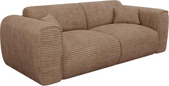 Vente-Unique Sof&aacute; cama de 3 plazas apertura expr&eacute;s de pana topo - Colch&oacute;n de 13 cm viscoel&aacute;stico POGNIA