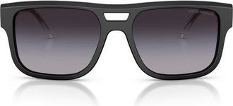 Emporio Armani 57mm Gradient Pillow Sunglasses in Matte Black /Grey Gradient at Nordstrom