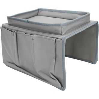 OEM Organizador De Mandos A Distancia De Tv Con 4 Bolsillos Para Reposabrazos De Sof&aacute; Con Portavasos Integrado (gris)
