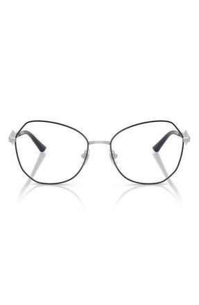 Jimmy Choo London 53mm Round Optical Glasses in Silver/Navy Blue /Demo Lens at Nordstrom
