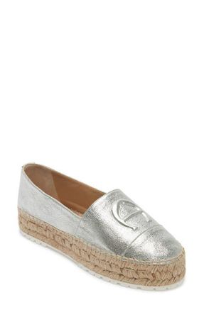 Aigner Wade Platform Espadrille in Silver Leather at Nordstrom, Size 8