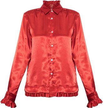 Comme Des Gar&ccedil;ons Gekreukeld Shirt - Dames - Overhemden - Rood - XS - Leer - Overhemden