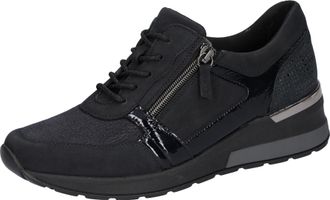 Waldl&auml;ufer Keilsneaker WALDL&Auml;UFER H-CLARA-Soft, Damen, Gr. 7 (40,5), blau (nachtblau), Lackleder, Nubukleder, Textil, Schuhe Keilsneaker, Freizeitschuh, Halbschu