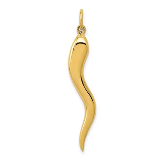 Diamond2Deal 10k Yellow Gold Large Italian Horn Charm