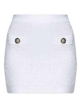 Balmain Womens Tweed Mini Skirt