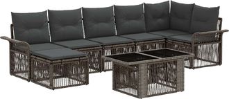 vidaXL Conjunto De Sof&aacute;s De Jard&iacute;n 8 Uds. Gris Y Gris Oscuro Vidaxl