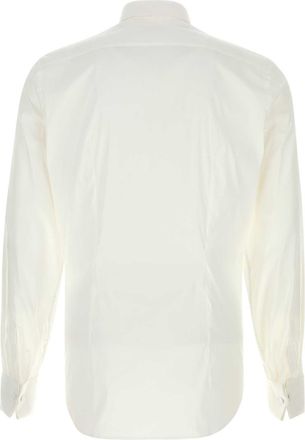 Prada Mens Stretch Poplin Shirt White Cotton Nylon Elastane