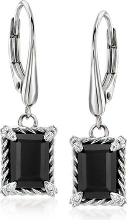 Ross-Simons Onyx Drop Earrings With White Topaz in Sterling Silver