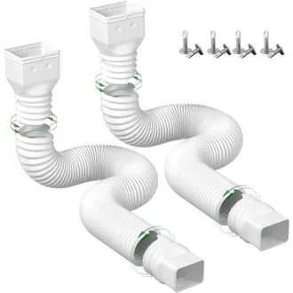 OEM Juego De 2 Extensiones Flexibles Para Bajantes De Canaletas De 53 A 152 Cm, Desviador Universal Para Tuber&iacute;as De Agua De Lluvia, Color Blanco