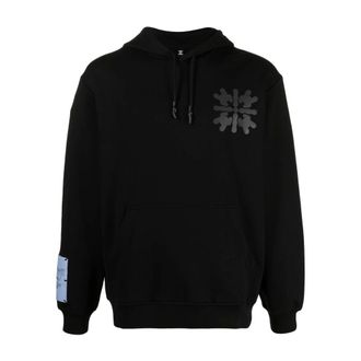 Alexander McQueen Abstract-Print Cotton Hoodie - male - Alexander McQueen - Hoodies - Black - M - Sweatshirts & Hoodies