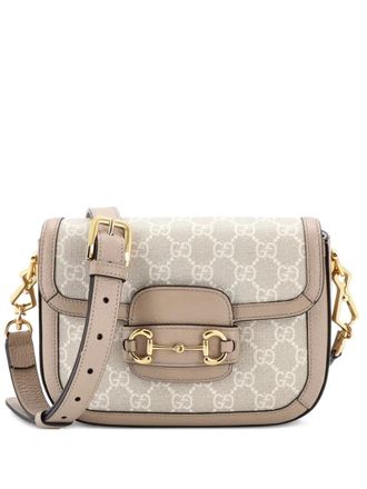Gucci Horsebit 1955 Shoulder Bag GG Coated Canvas with Leather Mini crossbody bag - Neutrals