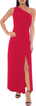 Marina Rossini One-Shoulder Front Twist A-Line Gown in Red at Nordstrom Rack, Size X-Large