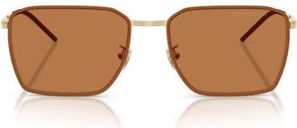 Emporio Armani 60mm Square Sunglasses in Shiny Pale Gold/brown at Nordstrom