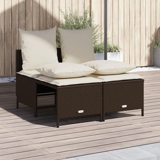 vidaXL Set De Sof&aacute;s De Jard&iacute;n 4 Pzas Y Cojines Rat&aacute;n Sint&eacute;tico Marr&oacute;n Vidaxl