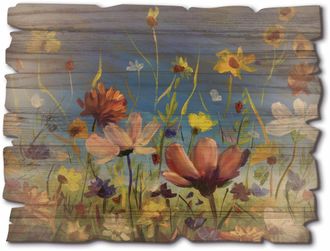 Artland Holzbild »Wildblumenwiese blauer Himmel« Blumenwiese 1 Stk. tlg