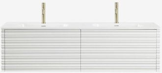 Sklum Conjunto De Mueble De Ba&ntilde;o En Madera Con Lavabos Integrados Noura Sklum