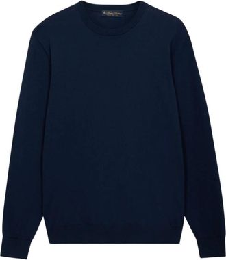 Brooks Brothers Mercerized Cotton Crewneck Sweater - Heren - Ronde hals truien - Blauw - 2XL - Katoen - Truien & Vesten