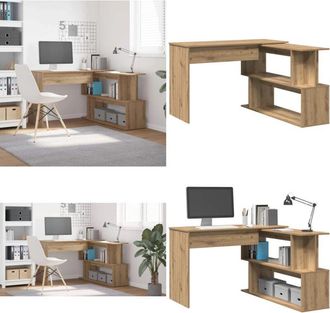 vidaXL Scrivania Angolo Rovere Artigianale 200,5x50x76 cm Truciolato - Scrivania da ufficio - Scrivania in truciolato