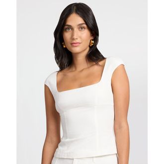 Onia Linen Peplum Top in White at Nordstrom, Size 00