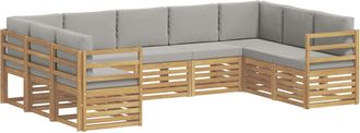 vidaXL Conjunto De Sof&aacute;s De Exterior 9 Uds. Blanco Y Gris Claro Vidaxl