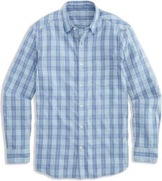 Vineyard Vines Carysfort Plaid Performance Button-Up Shirt in Del Mar Blue at Nordstrom, Size Xx-Large