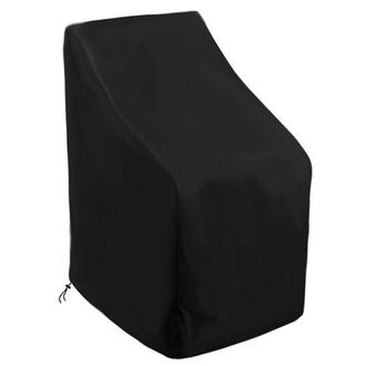 OEM Funda Impermeable Para Muebles De Jard&iacute;n, Funda Apilable Para Sillas, Resistente Al Viento Con Cord&oacute;n Ajustable, Negra, 65x65x120/80cm, 1 Pieza