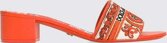 Dolce & Gabbana Mules in canvas con stampa maiolica e logo ricamato