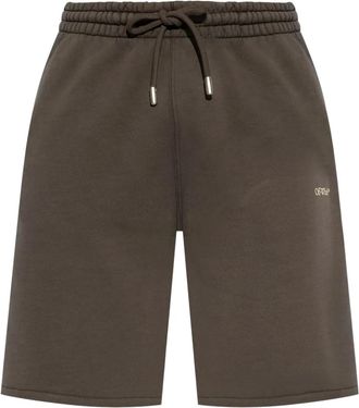 Off-white Shorts sportivi in cotone con stampa Arrows - Marrone