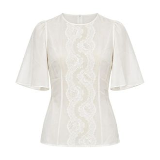 Dolce & Gabbana Geweven Top - Dames - Blouses & Shirts - Wit - Maat: S Katoen