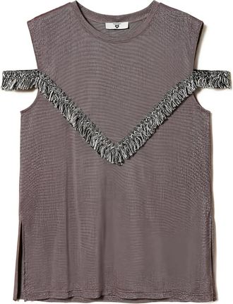 Twin-Set fringe-detail crew-neck blouse - Brown