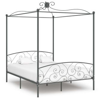 vidaXL Estructura Cama Con Dosel Sin Colch&oacute;n Metal Gris 160x200 Cm Vidaxl