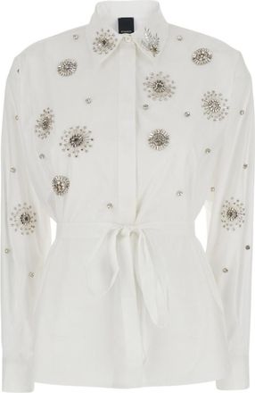 Pinko White Regular Embellished Shirt