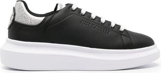 Just Cavalli glitter lace-up sneakers - women - Calf Leather - 37 - Black