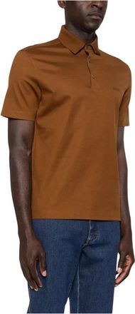 Ermenegildo Zegna Geborduurde 232 Katoenen Polo Shirt - Heren - Polos - Bruin - M - Katoen - Tops