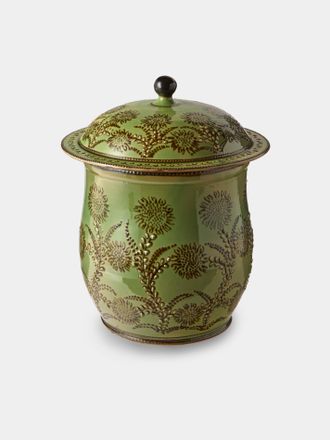 Poterie d'&Eacute;vires Flowers Hand-Painted Ceramic Curved Lidded Pot