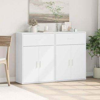 Berkfield Home Sideboards 2 pcs White 60x30x84 cm Engineered Wood | Size: 60 x 30 x 84 cm