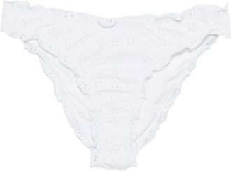 Polo Ralph Lauren Broderie Anglaise Bikini-broekje met ruches - Dames - Bikinis - Wit - S - Nylon - Badmode