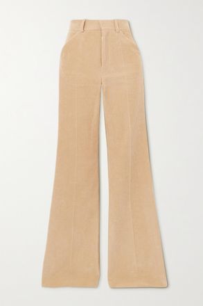 Chlo&eacute; Pantaloni Svasati In Velluto A Coste Di Cotone Con Pinces - Marrone