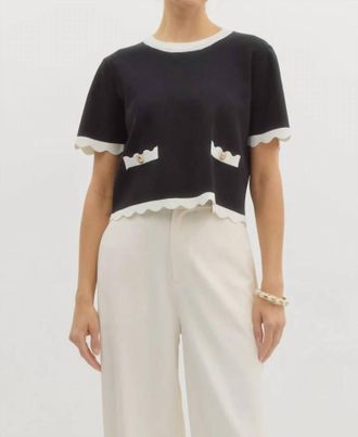 Entro Amber Short Sleeve Top In Black