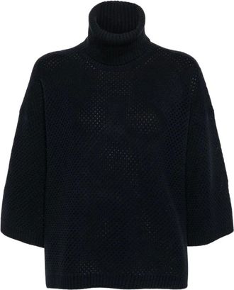 Fabiana Filippi Turtlenecks, female, Blue, Size: XS Blue Merino Wool-Silk Sweater