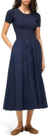 Staud Laroquette Mixed Media Maxi Dress in Navy at Nordstrom Rack, Size X-Small