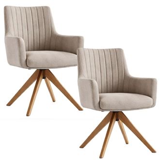 Pondecor Interiorismo Set 2 Sillas de comedor en tejido beige pata de madera 59x63x85 cm