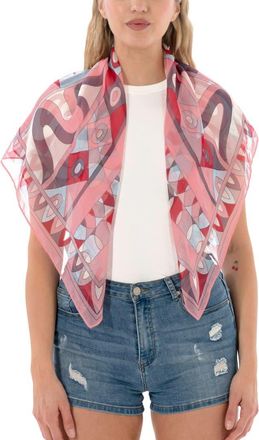 MARCUS ADLER Geometric Print Square Scarf in Pink at Nordstrom Rack