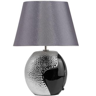 Beliani Beliani - Traditional Table Lamp Bedside Light Bell Shaped Shade Ceramic Base Silver Argun