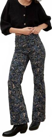 Apricot Paisley Print Flare Pants In Blue