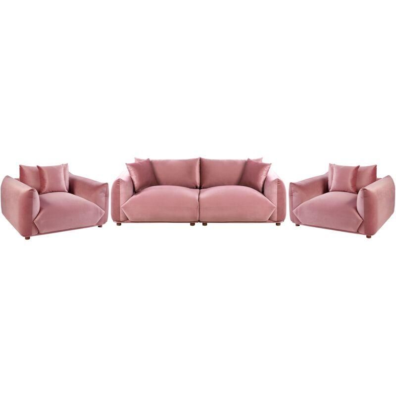 Beliani Beliani Set di divani in velluto rosa a posti con