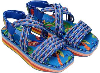 Farm Rio Blue Macaw Platform Sandal