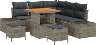 vidaXL Vidaxl - Conjunto De Sof&aacute; De Jard&iacute;n Con Coj&iacute;n 8 Pcs Gris Polirat&aacute;n