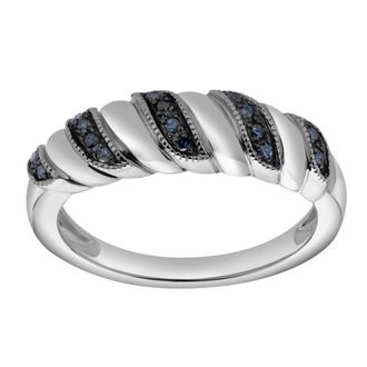 LuvMyJewelry Delphine Sterling Silver 0.10 Ct Diamond Croissant Ring