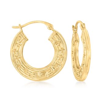 Canaria Canaria 10kt Yellow Gold Greek Key Hoop Earrings
